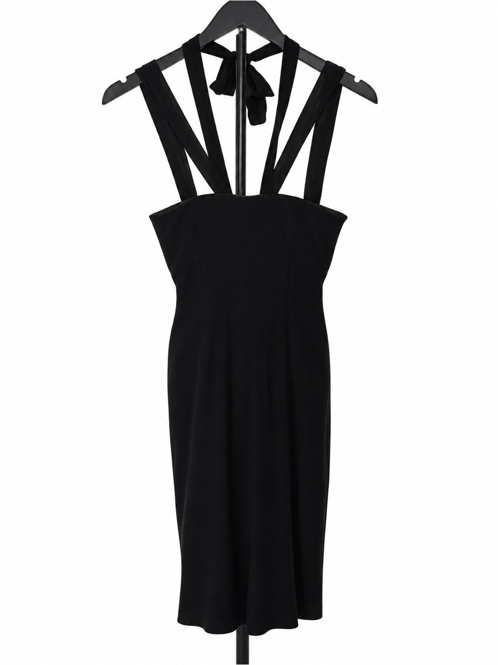 BCBGMaxAzria Black Strappy Halter Midi Dress